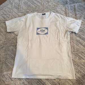 Kith Cream Tee with Blue Logo